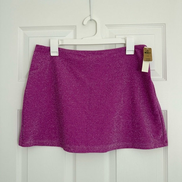 Victorias Secret PINK Swim Cover Up Mini Skirt Womens Large Magenta Shimmer - Picture 2 of 10